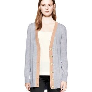 Tory Burch Gray and Tan Knit Cardigan